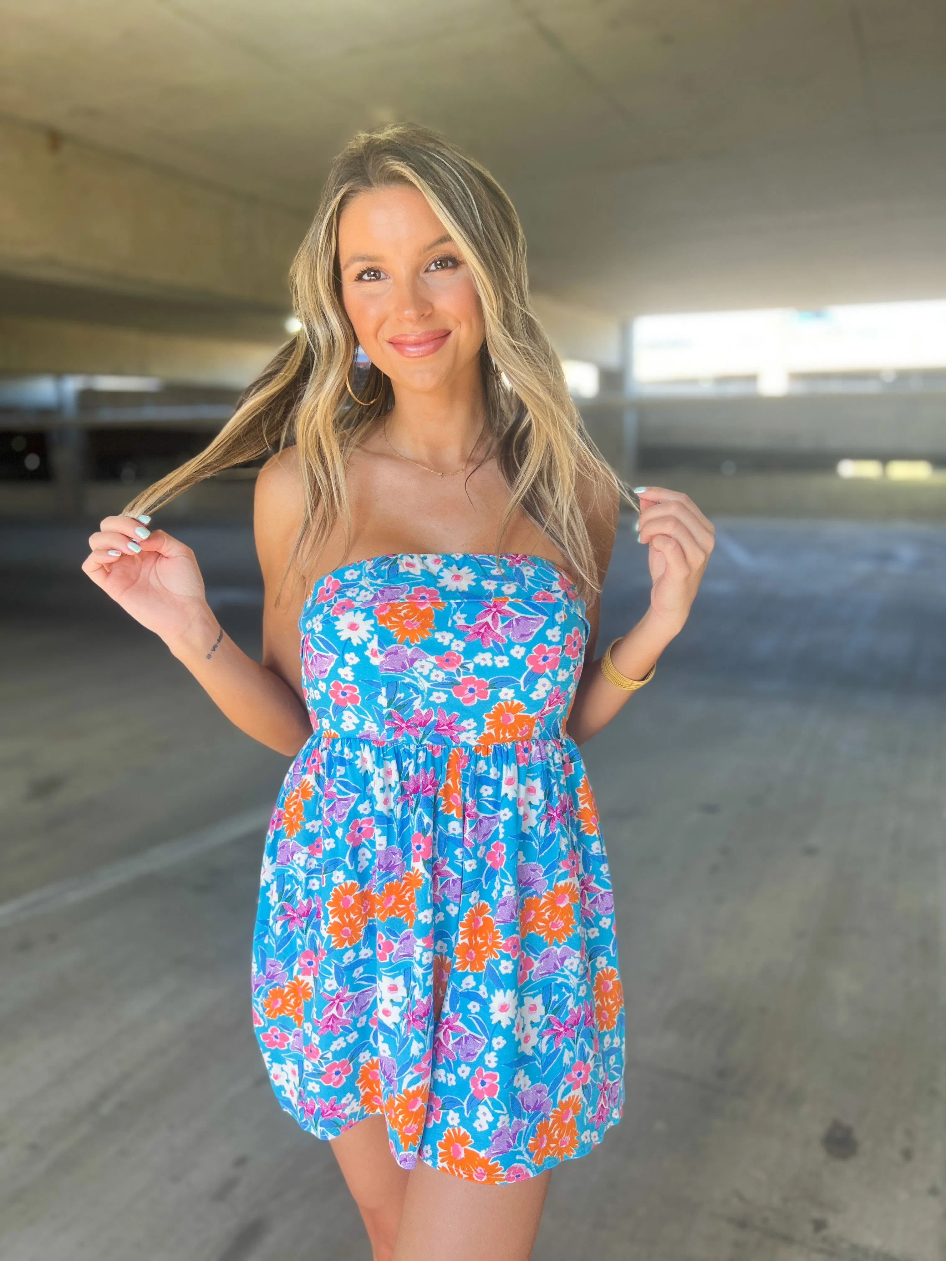 Chemi Colorful Floral Romper // PETITE