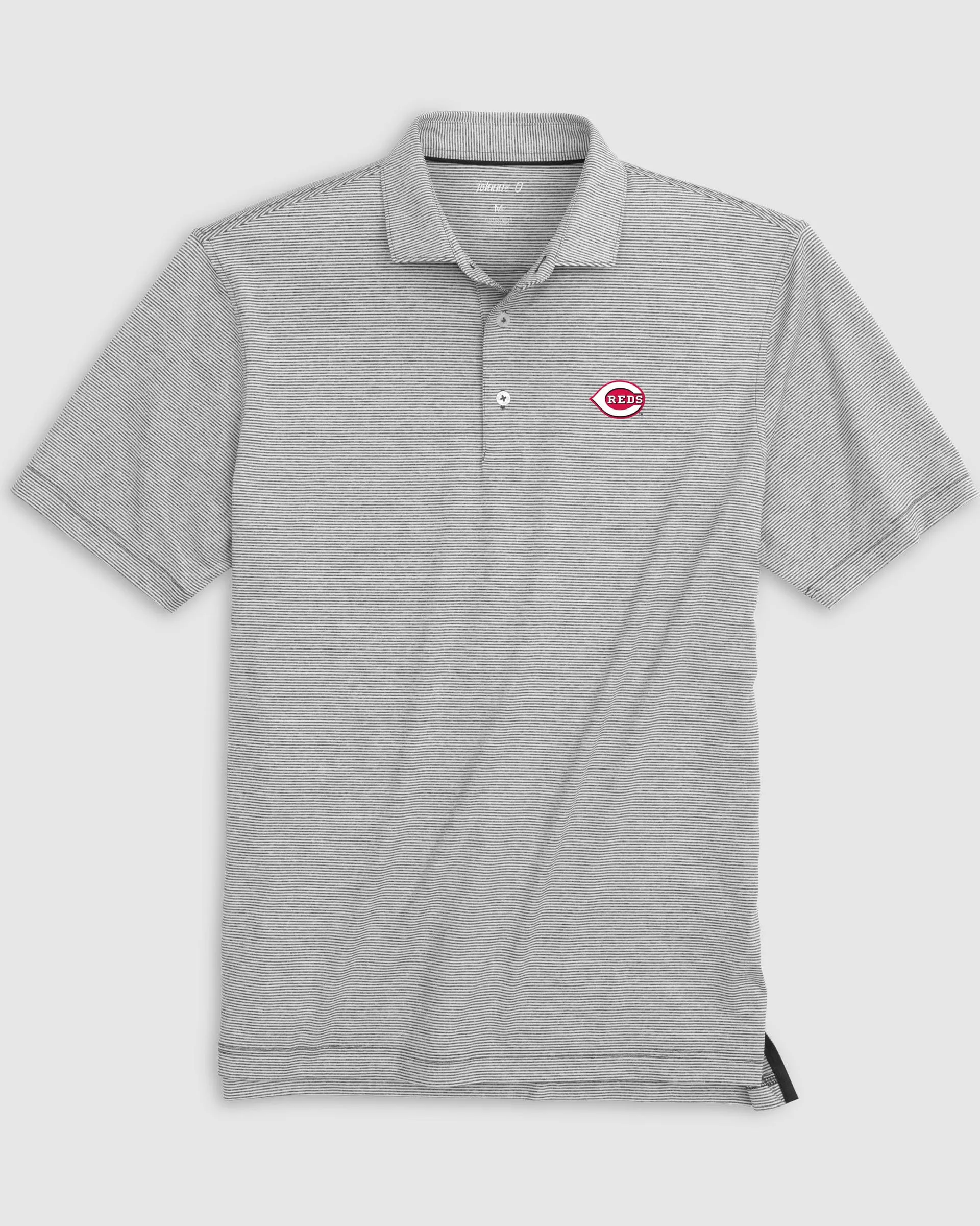 Cincinnati Reds Lyndonn Striped Jersey Performance Polo