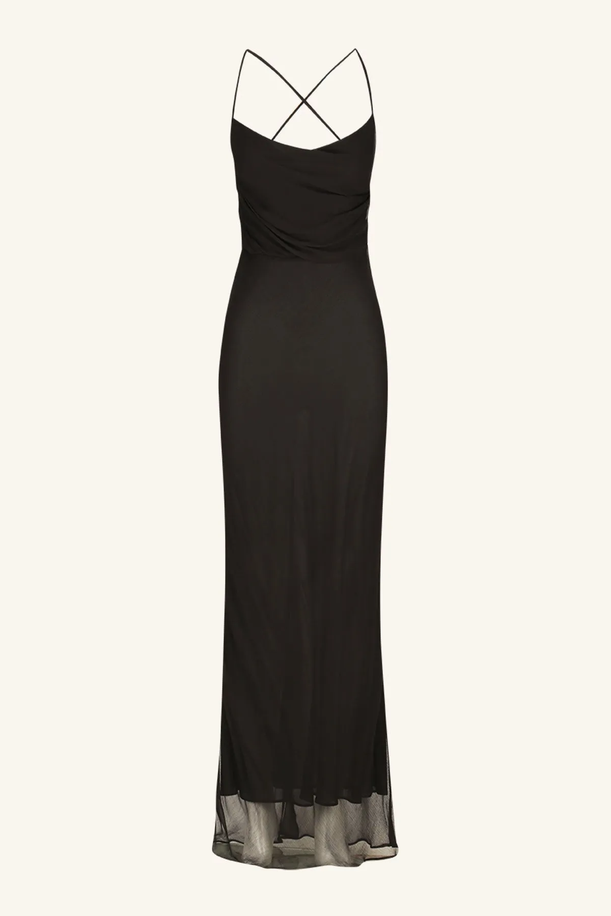 CLAUDE LACE BACK BIAS MAXI DRESS - BLACK