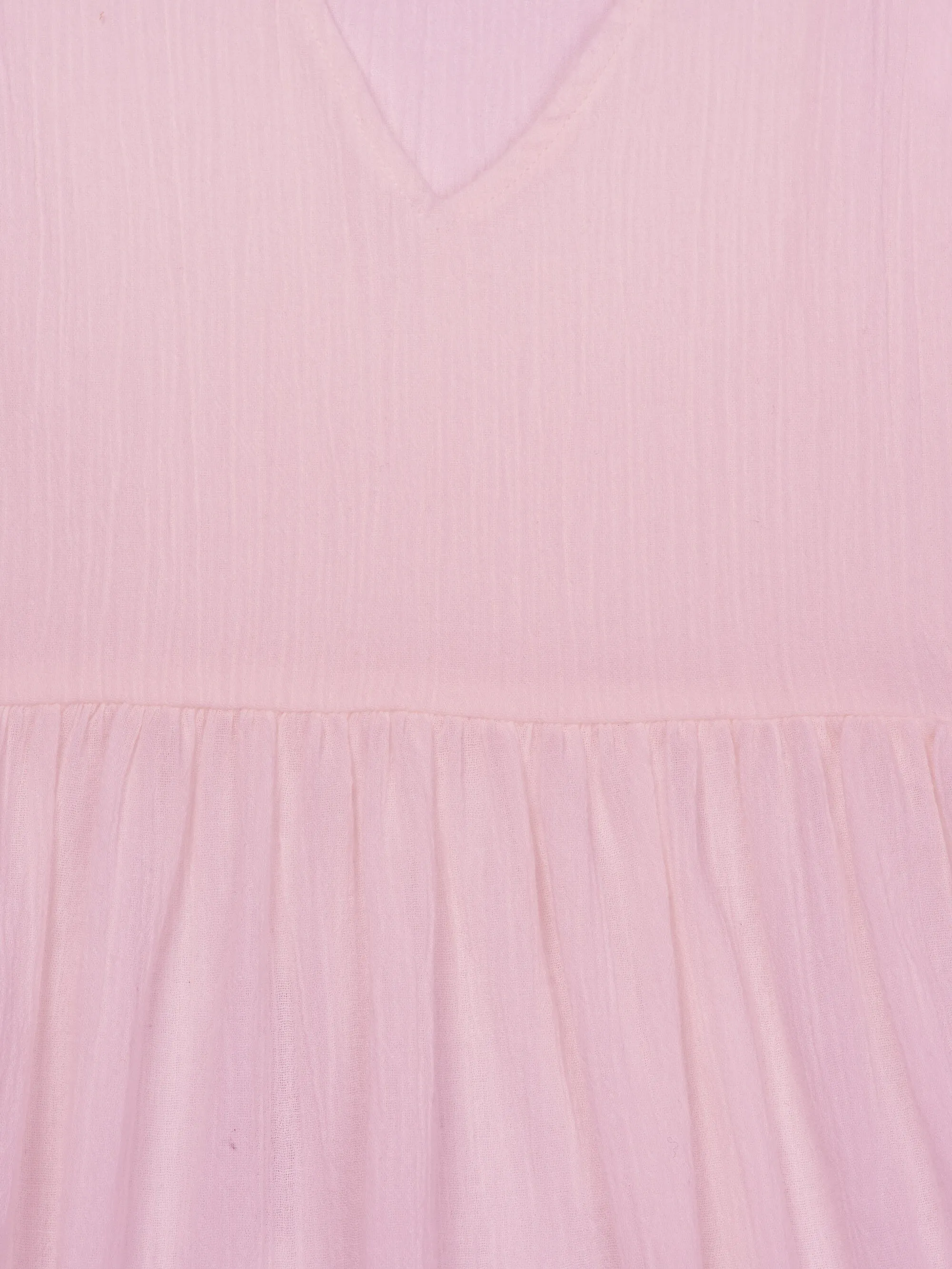 Cotton crepe A-shape dress - Parfait Pink