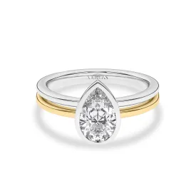 Coupled Pear Bezel Ring