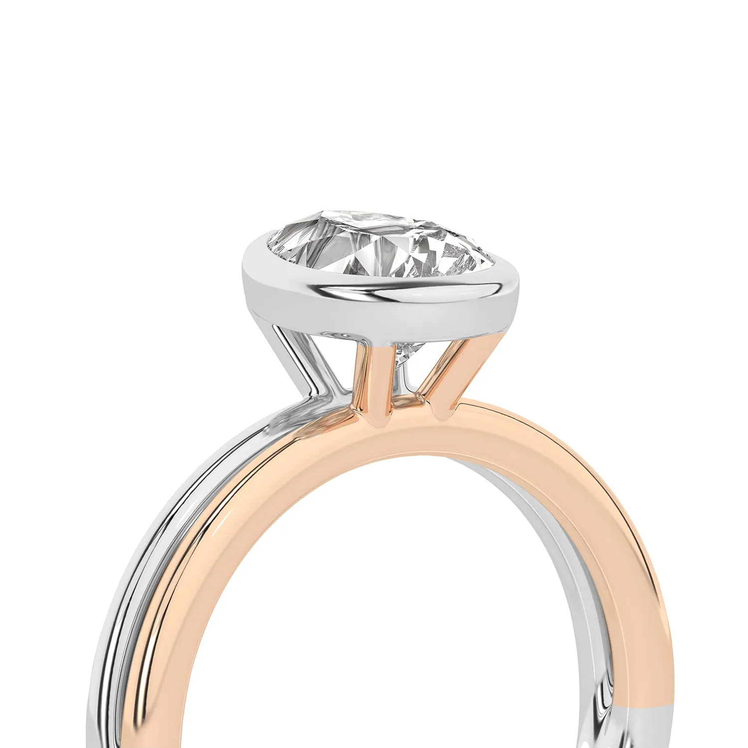 Coupled Pear Bezel Ring