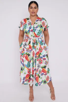 Dani Faux Wrap Dress in Multicolour