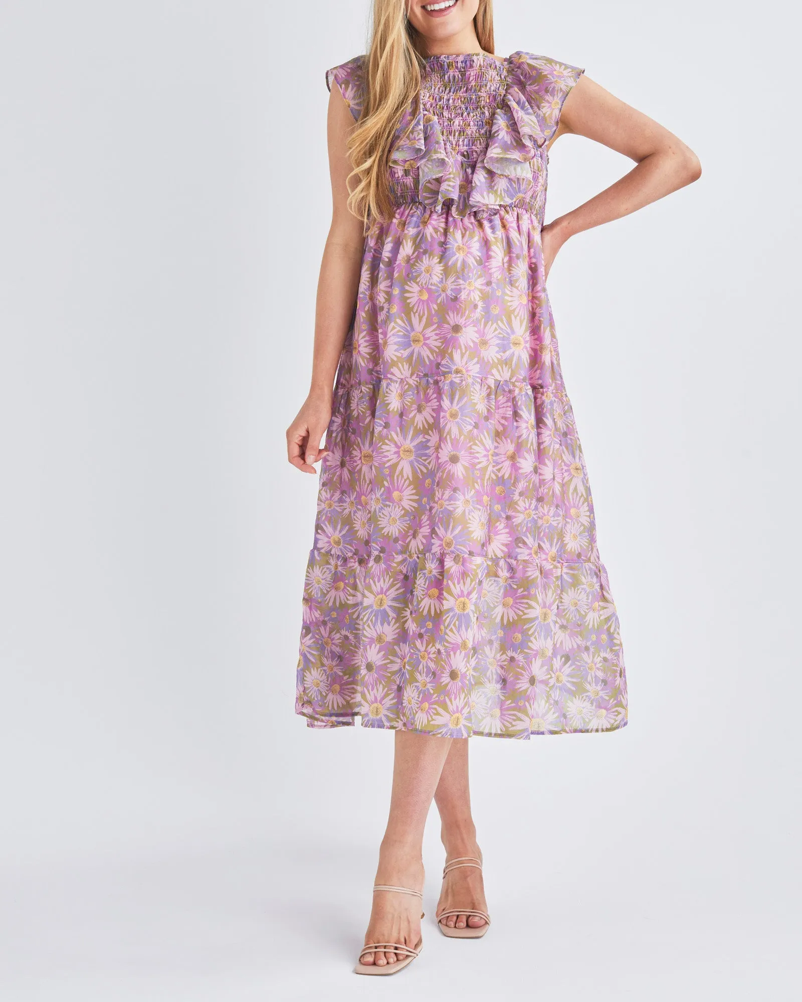 Daphne Reversible Maternity Baby Shower Dress in Lilac Floral