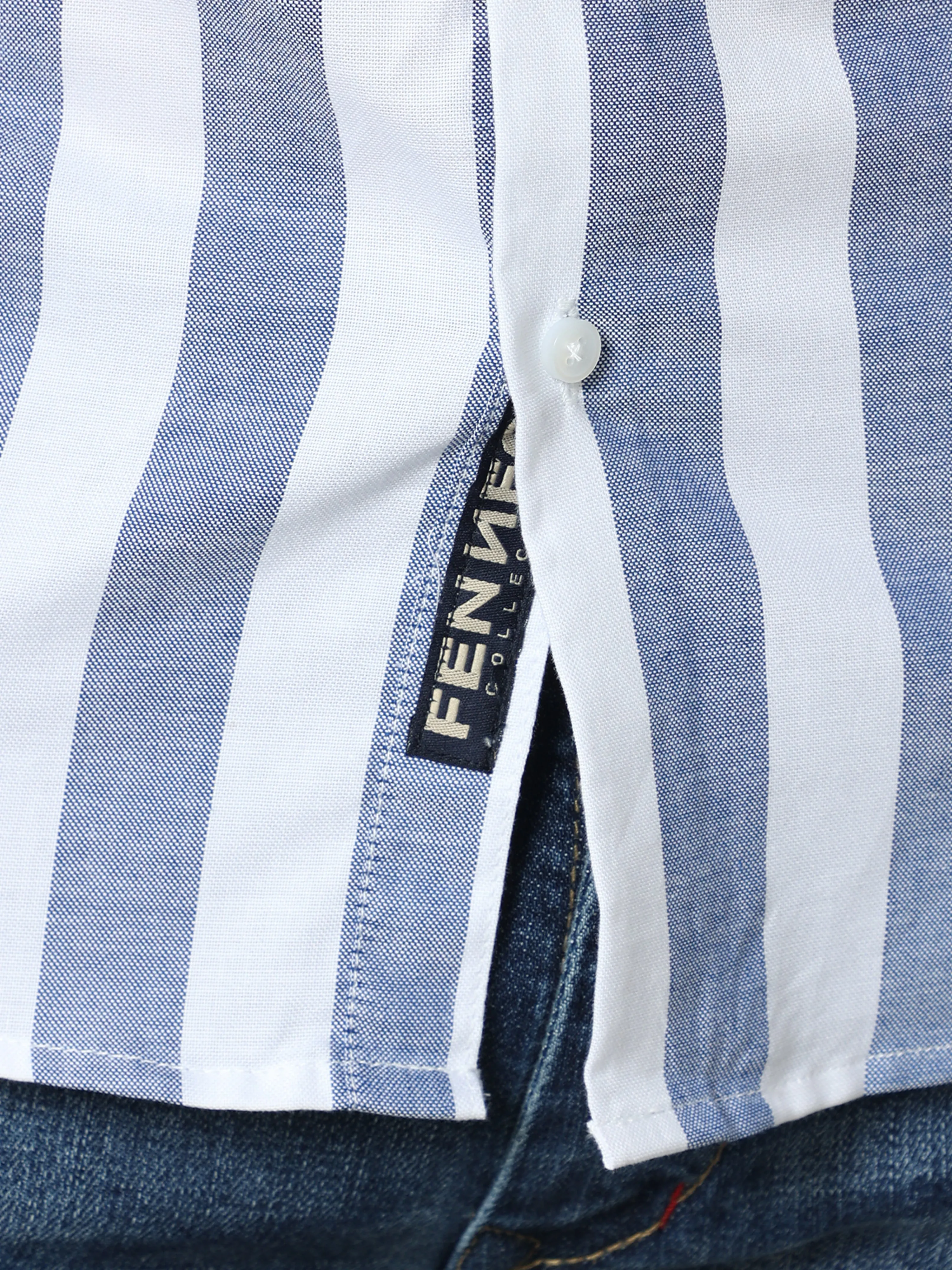 Dark Blue And White Stripes Shirt