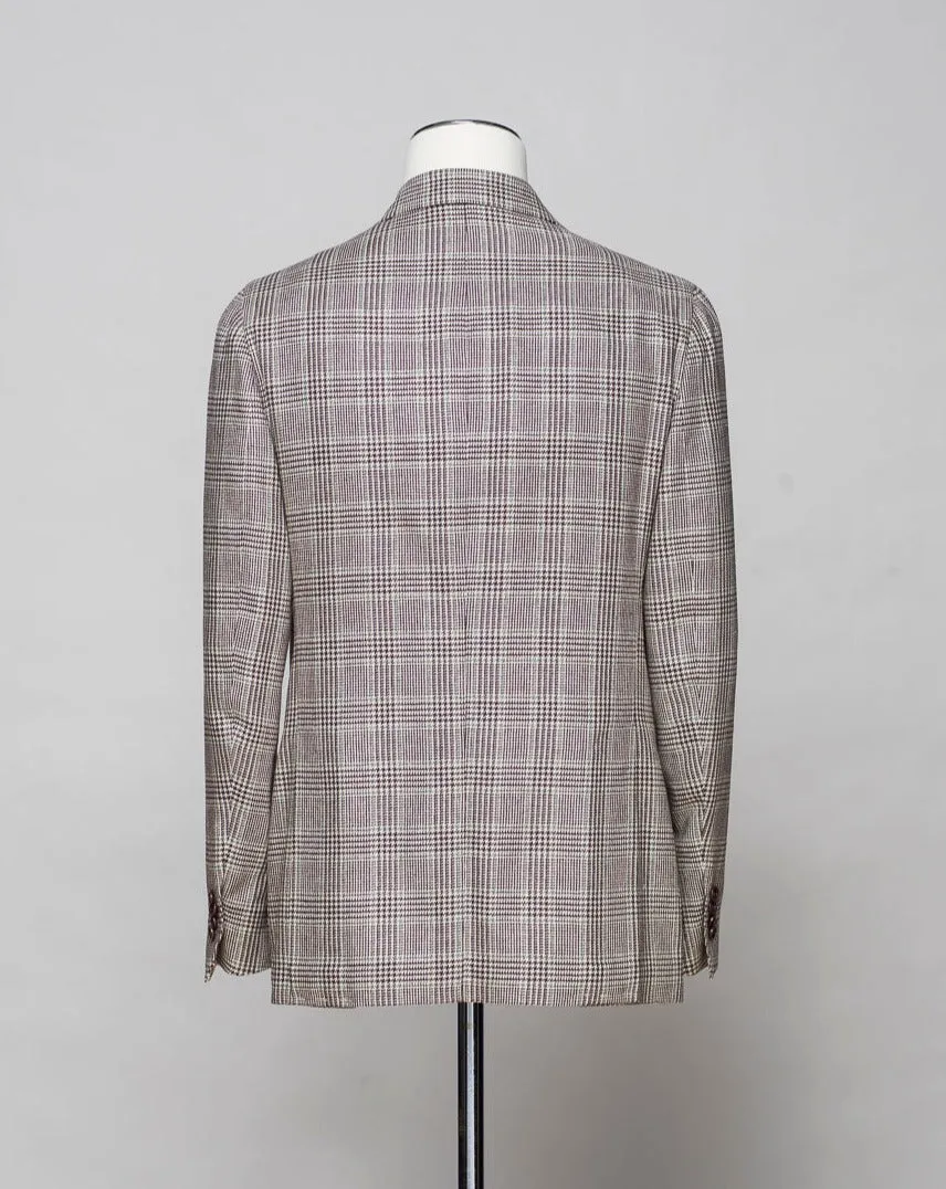 De Petrillo Silk Glencheck Jacket / Brown