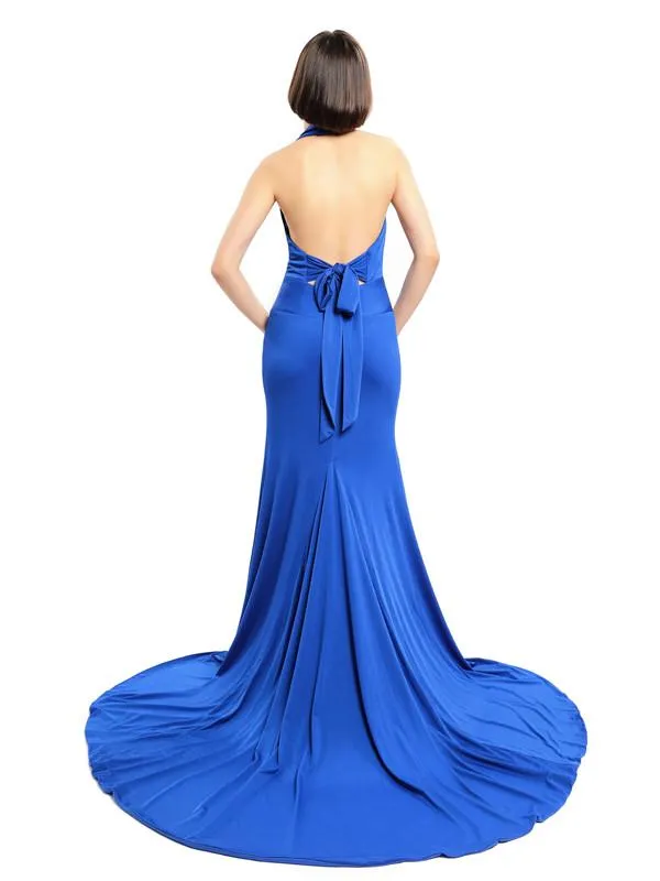 Deep V-neck Halter Mermaid Long Bridesmaid Dresses