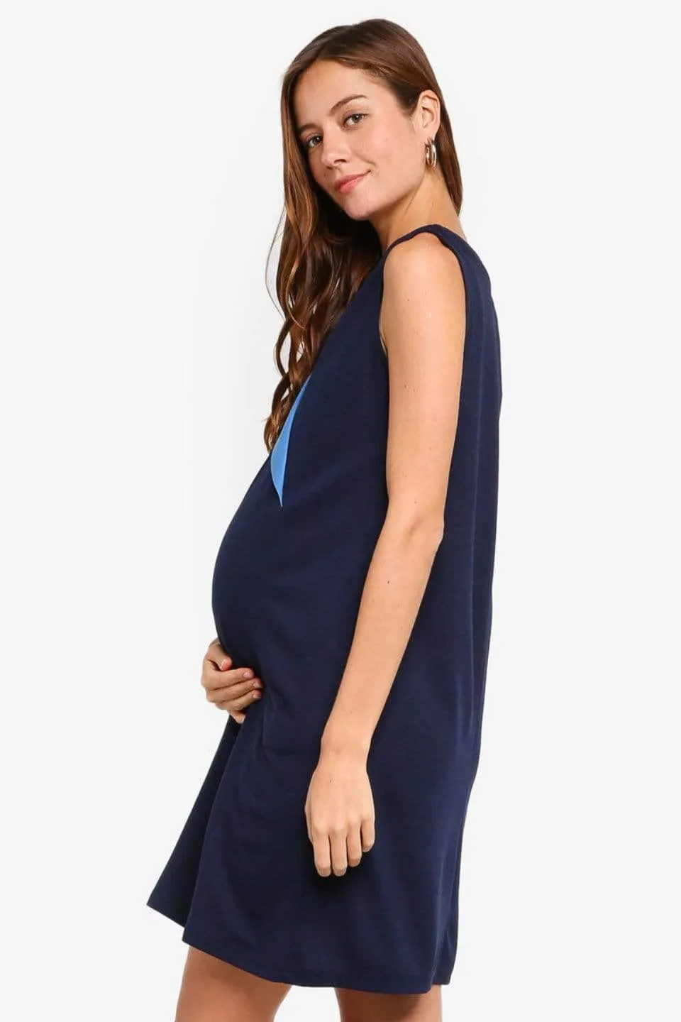 Delores Sleeveless Nursing Dress Navy