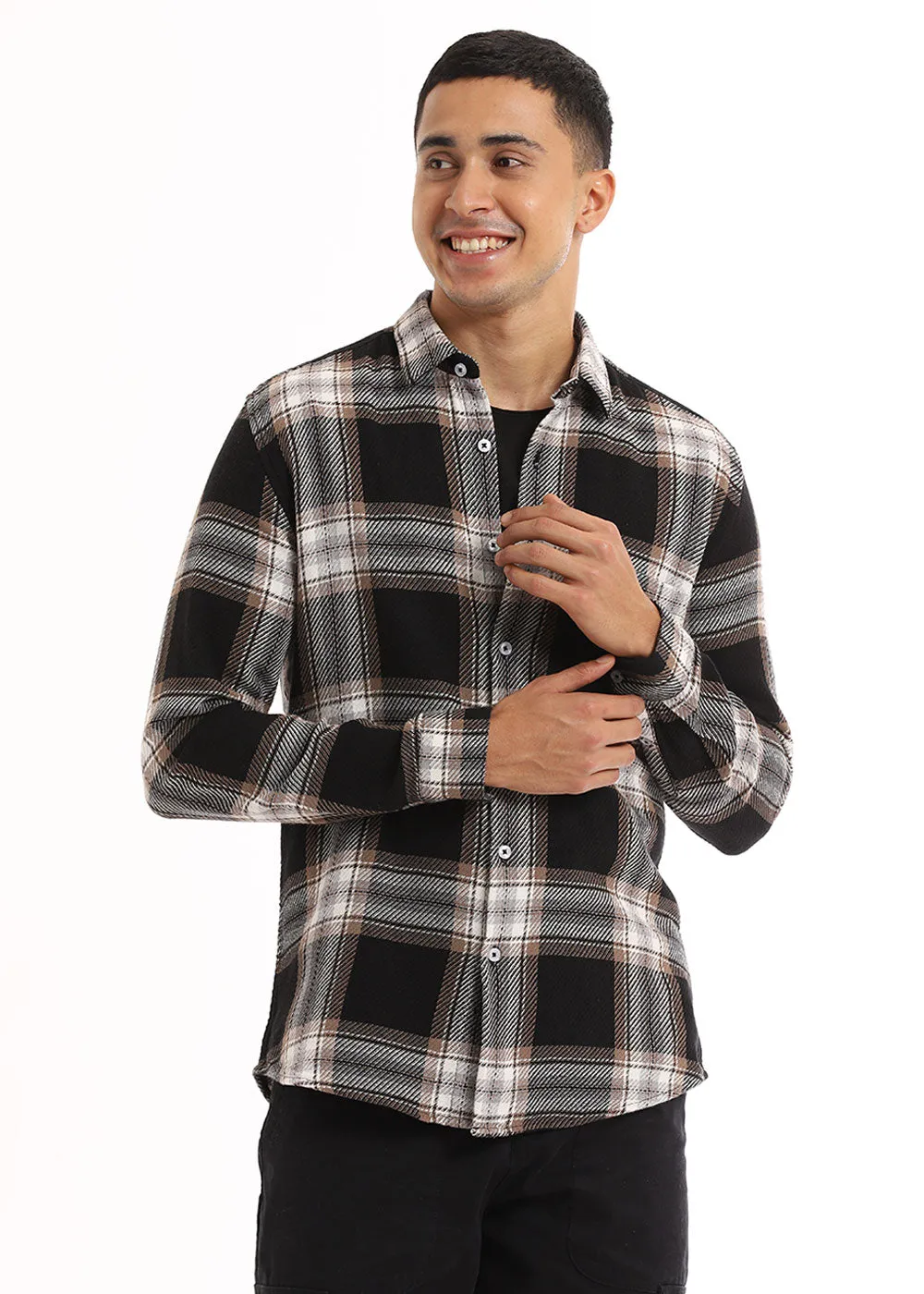 Dobby Grease Checked Shirt