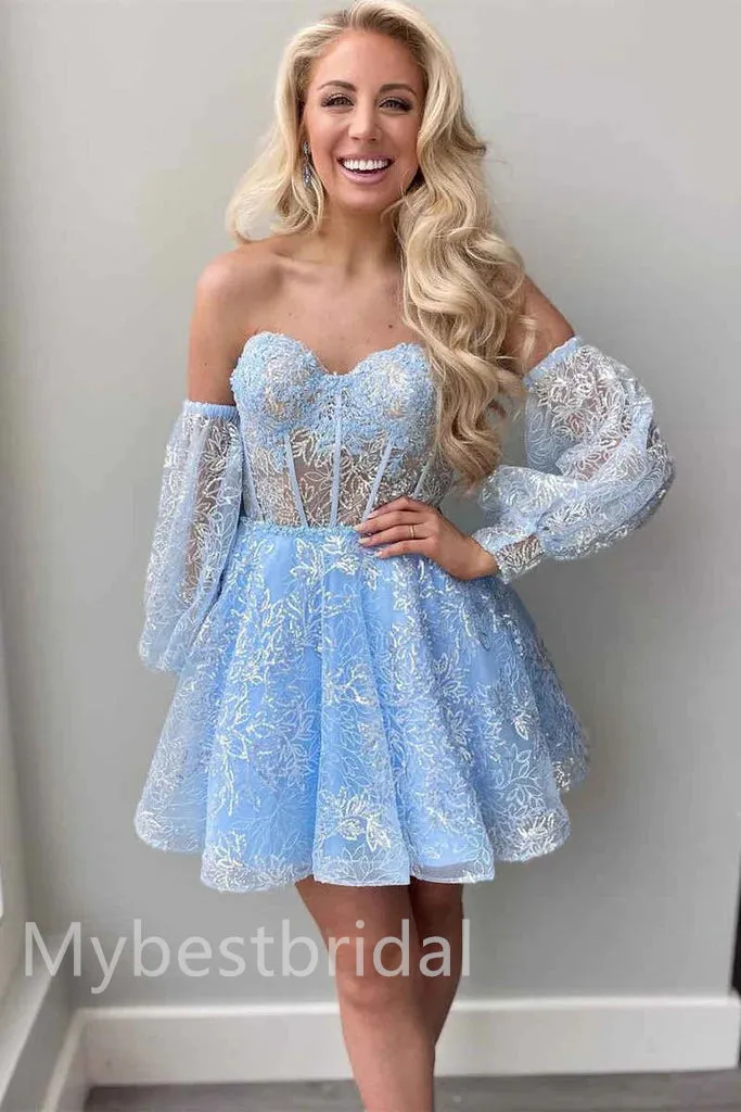 Elegant Off shoulder A-line Short Mini Homecoming Dress,  HDS0158