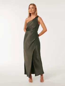 Emily One Shoulder Satin Maxi Dress