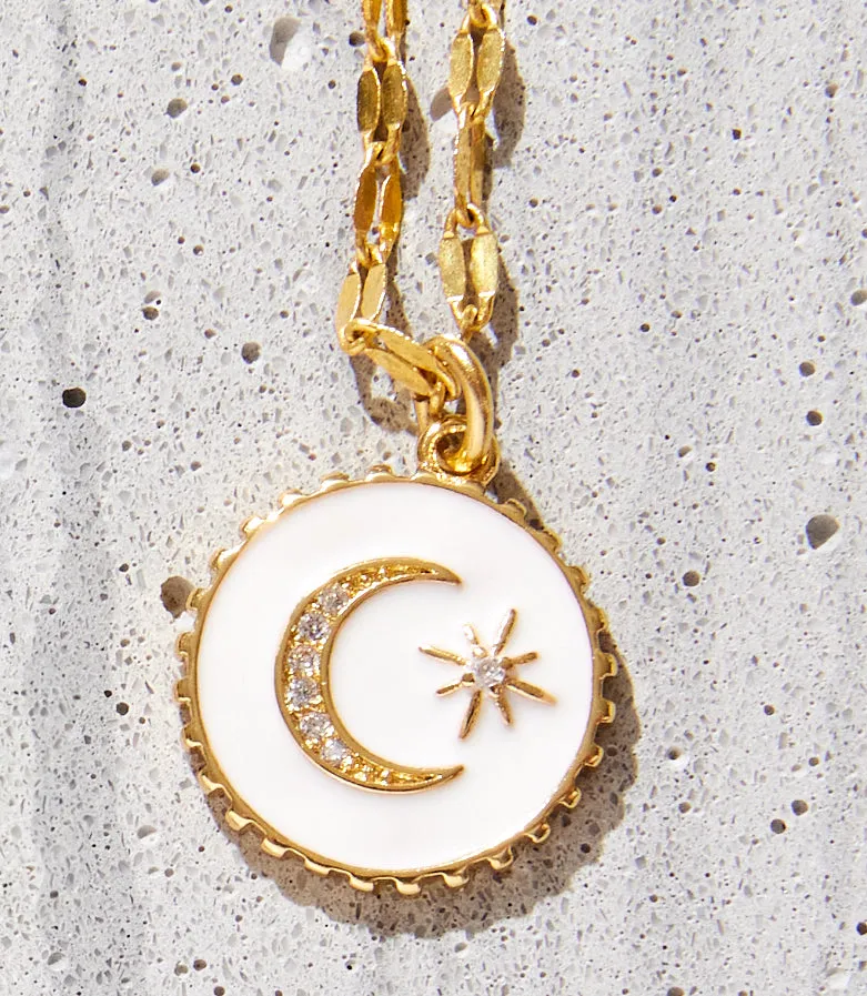 Enamel Moon and Star Necklace