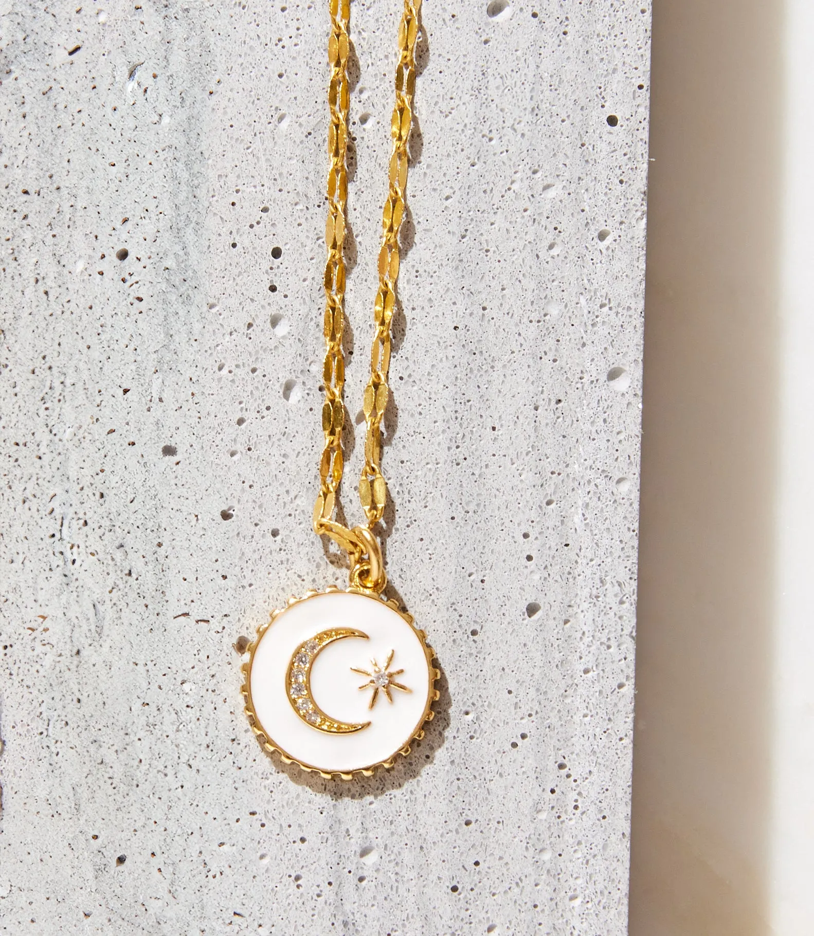 Enamel Moon and Star Necklace