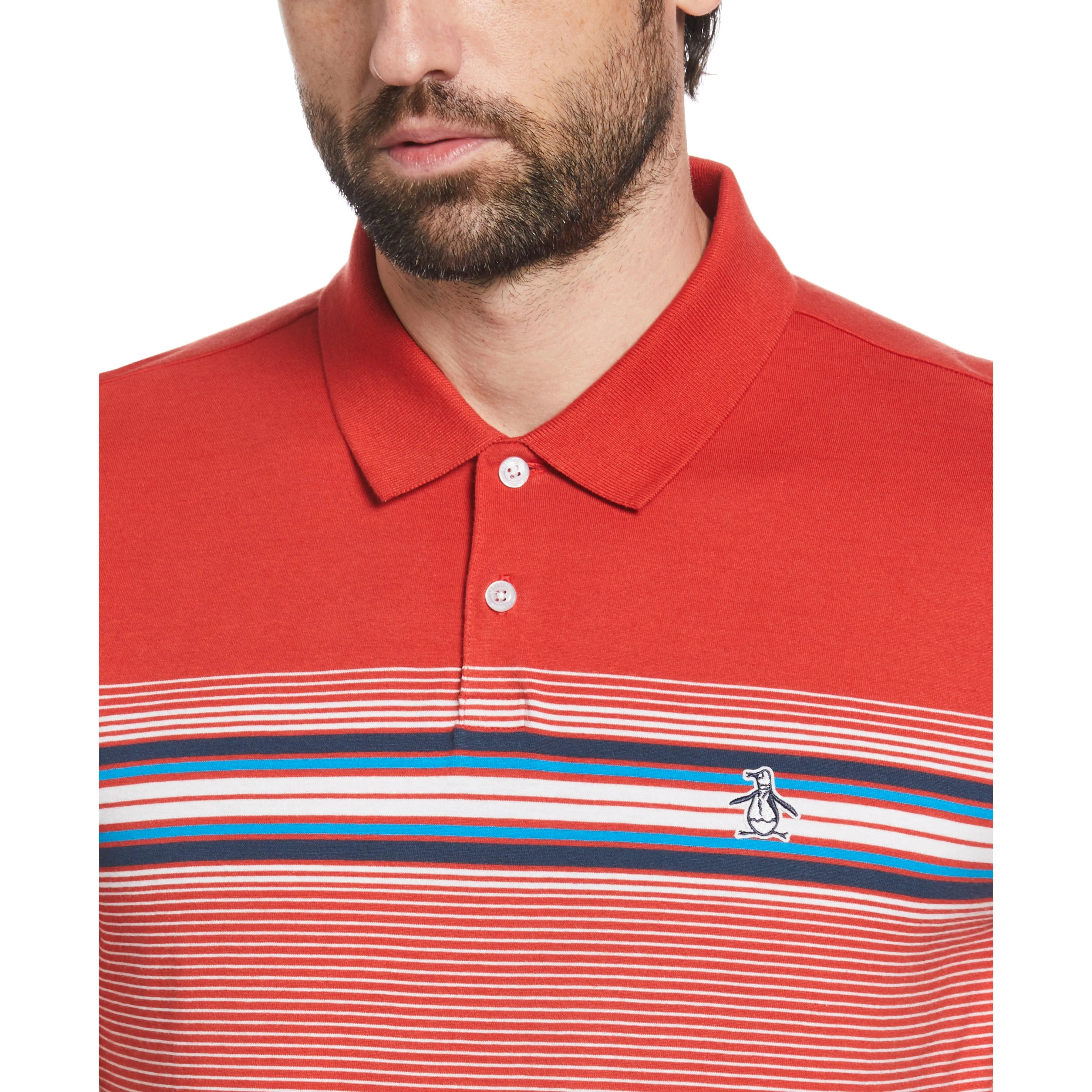 Engineered Stripe Print Polo