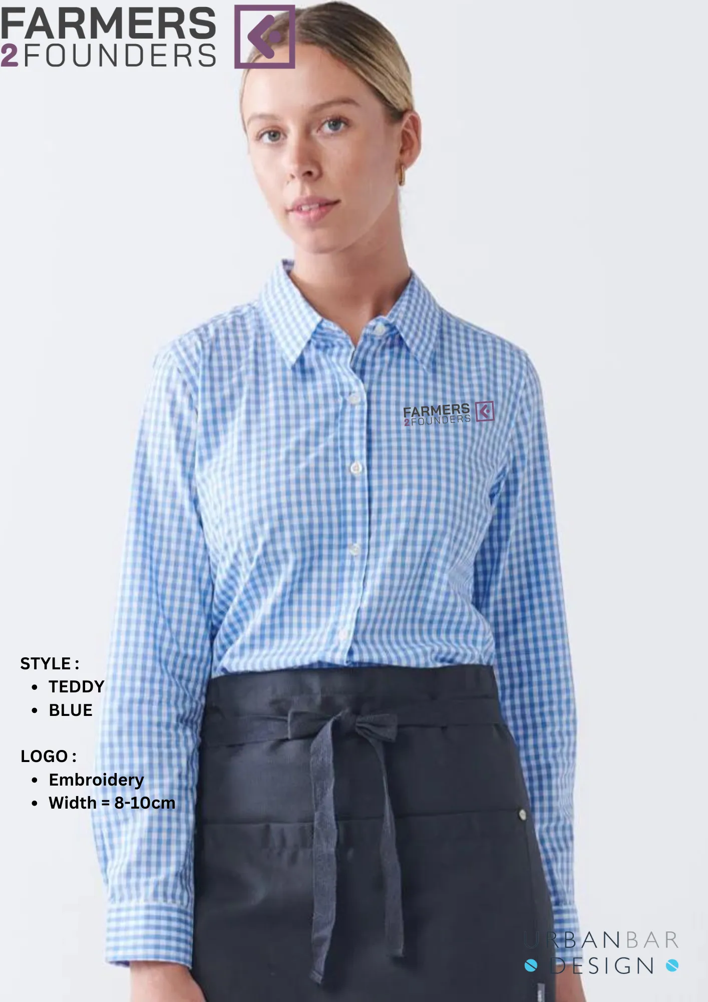 Farmers 2 Founders TEDDY Women's Essential Gingham Shirt - Long Sleeve