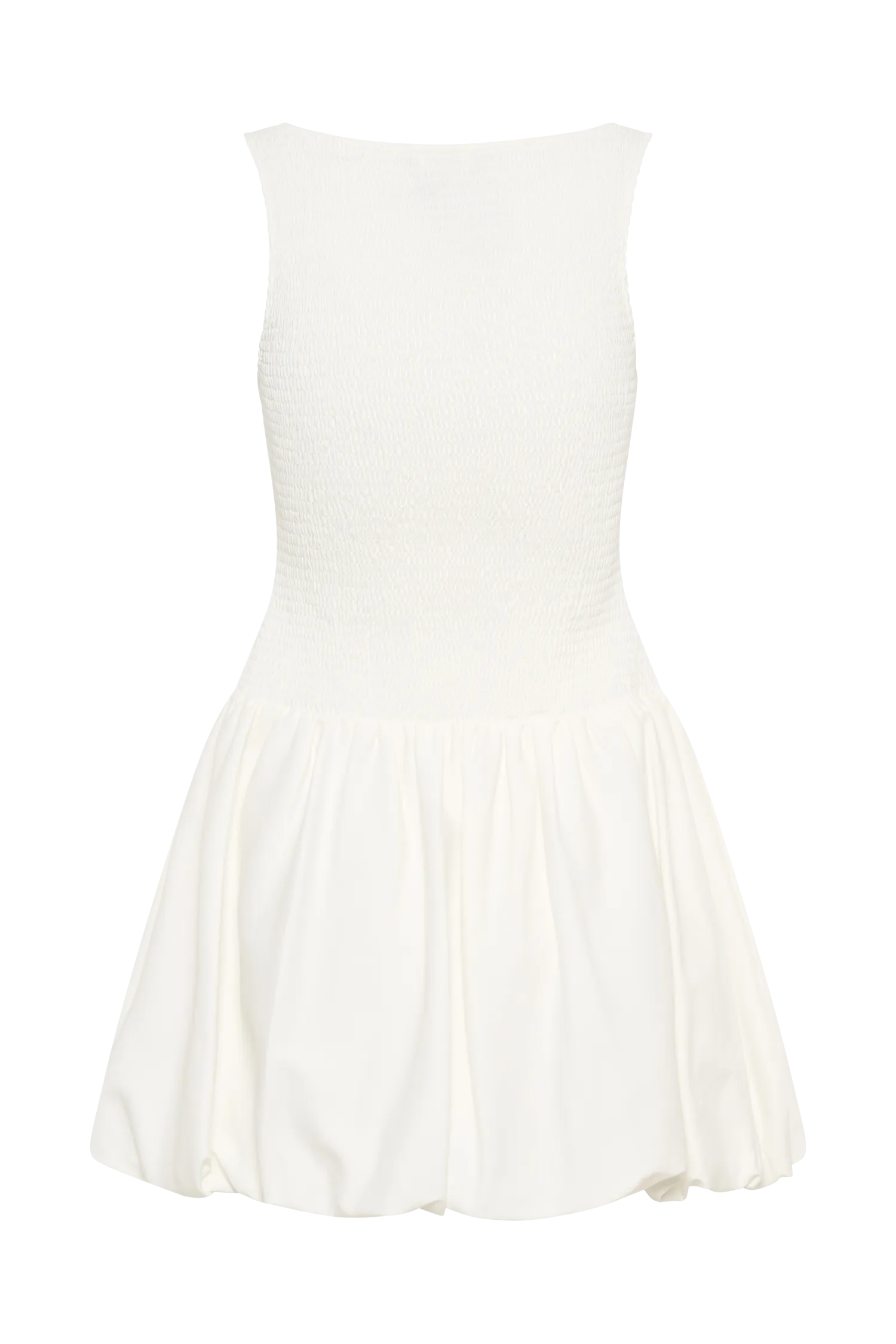 Felicity Shirring Bubble Cotton Mini Dress - White