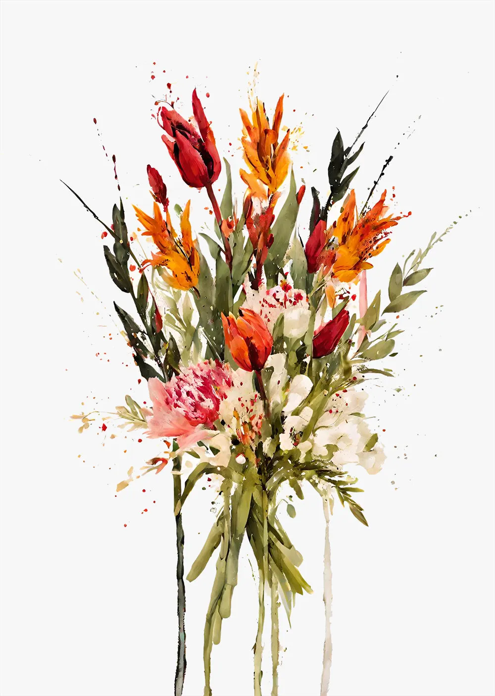 Fiery Tulips Wall Art Print