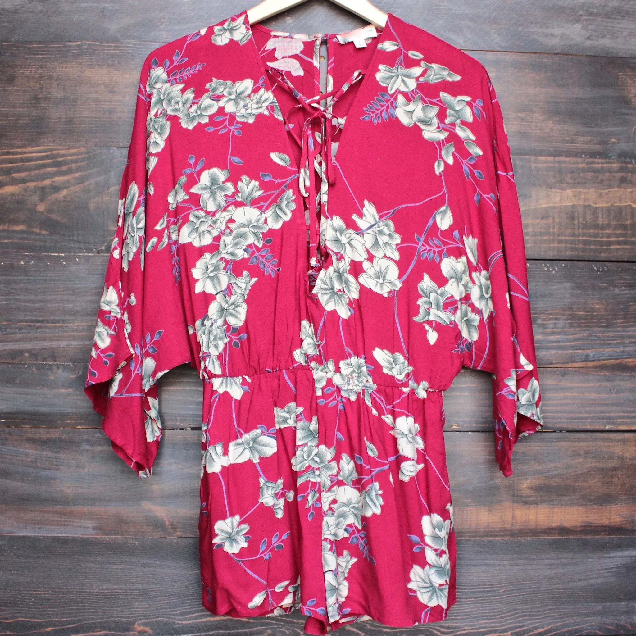 Final Sale - His Girl Floral Romper in Burgundy