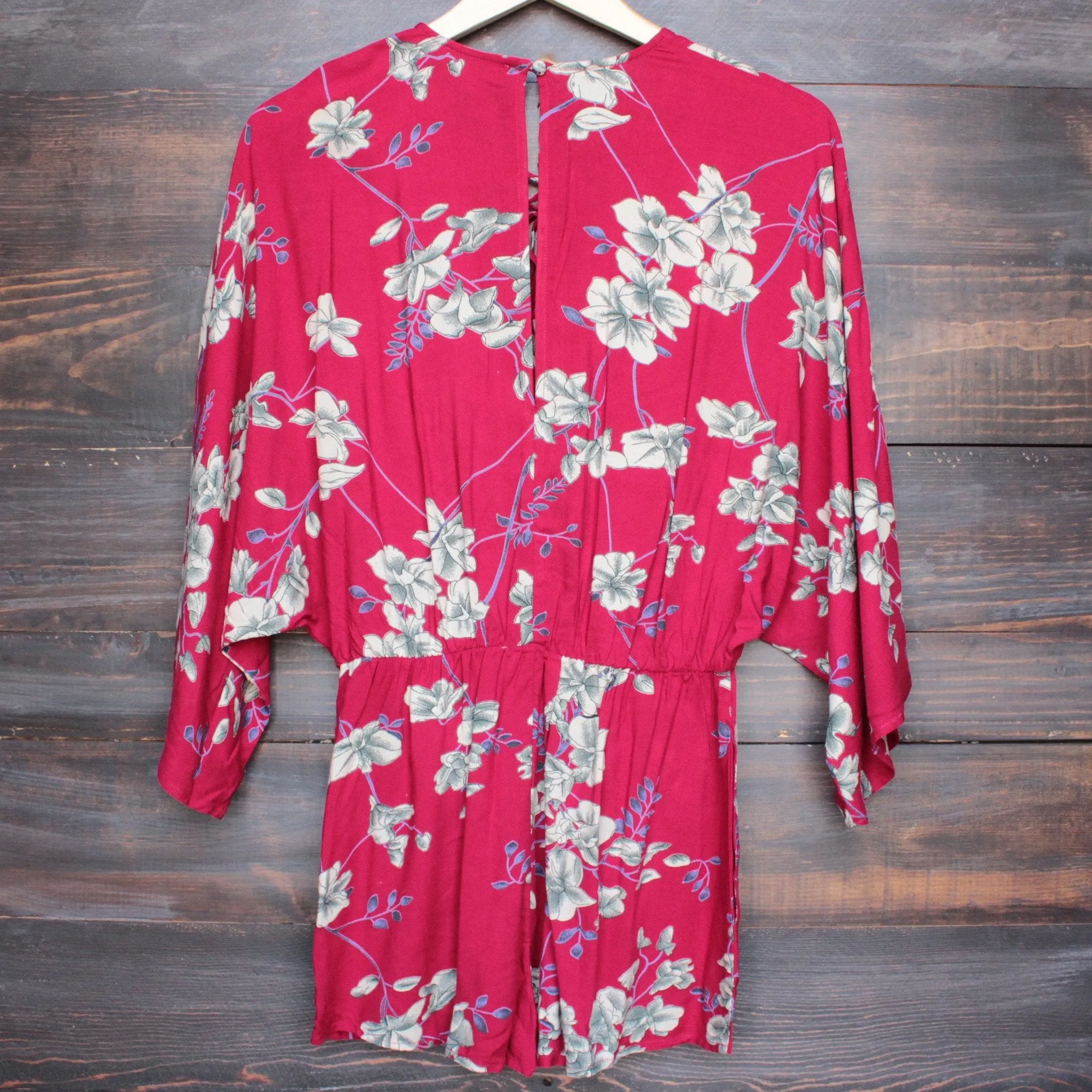 Final Sale - His Girl Floral Romper in Burgundy