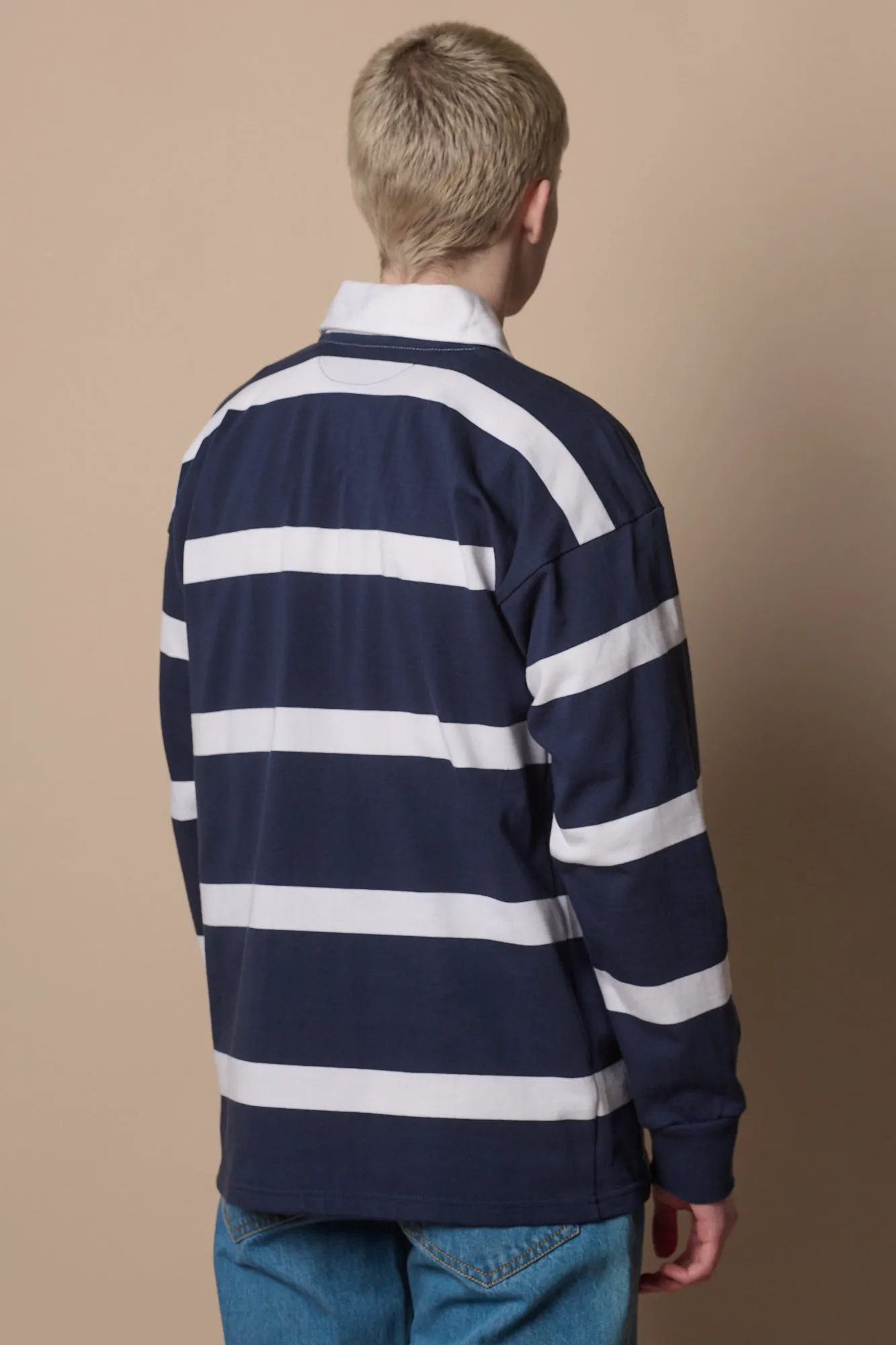 Fine Striped Rugby Shirt - Navy/White