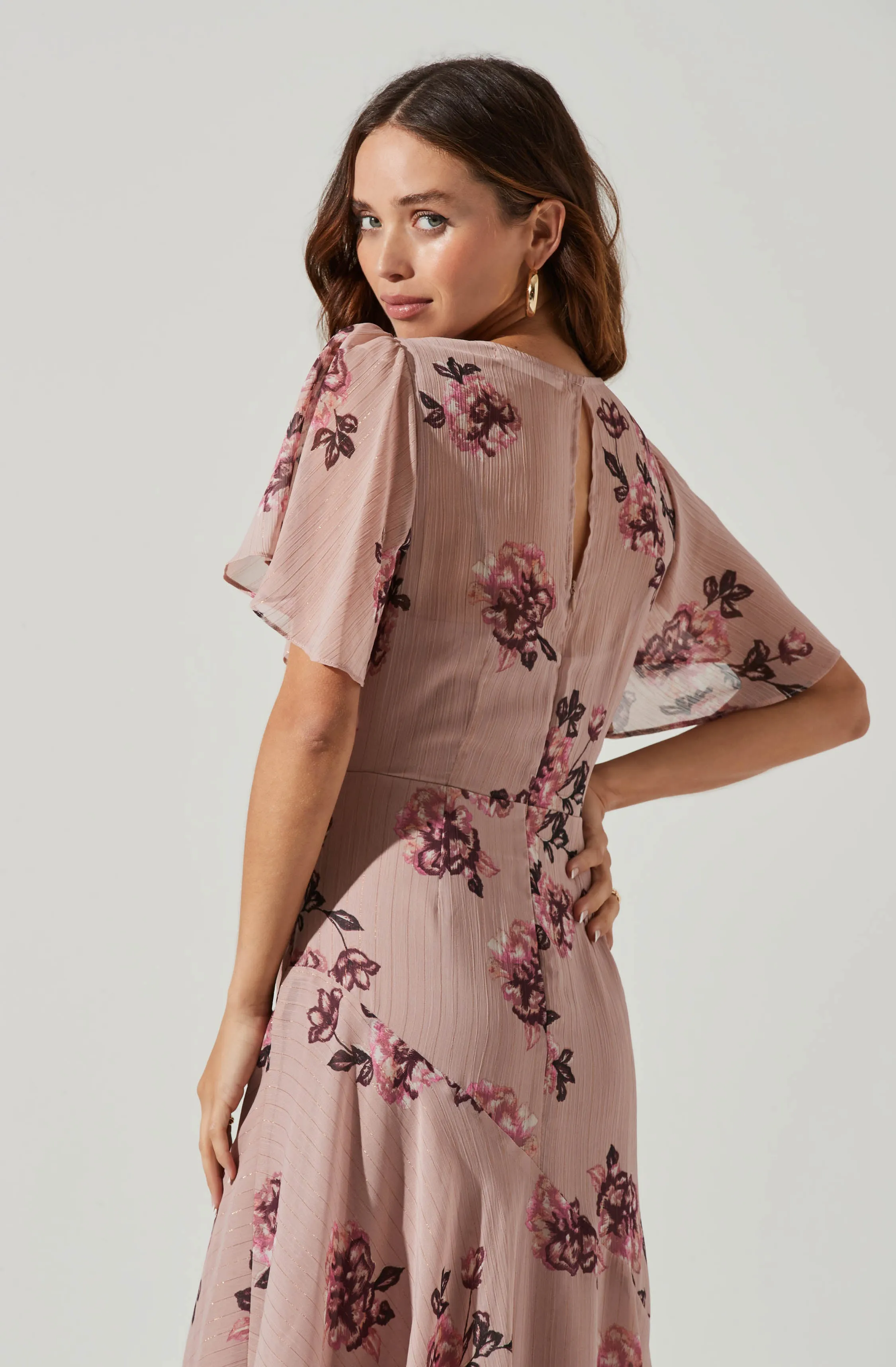 Flutter Sleeve Midi Dress