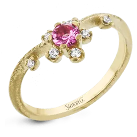 Garden Gemstone Ring in 18k Gold with Diamonds