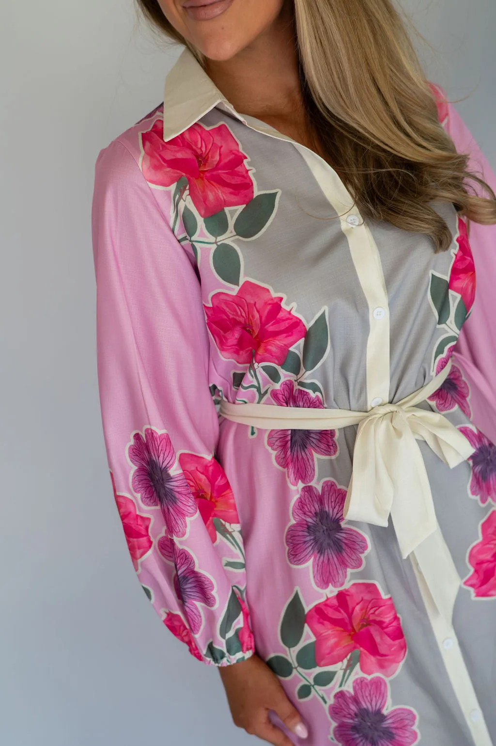 Garden Shirt Dress-Pink