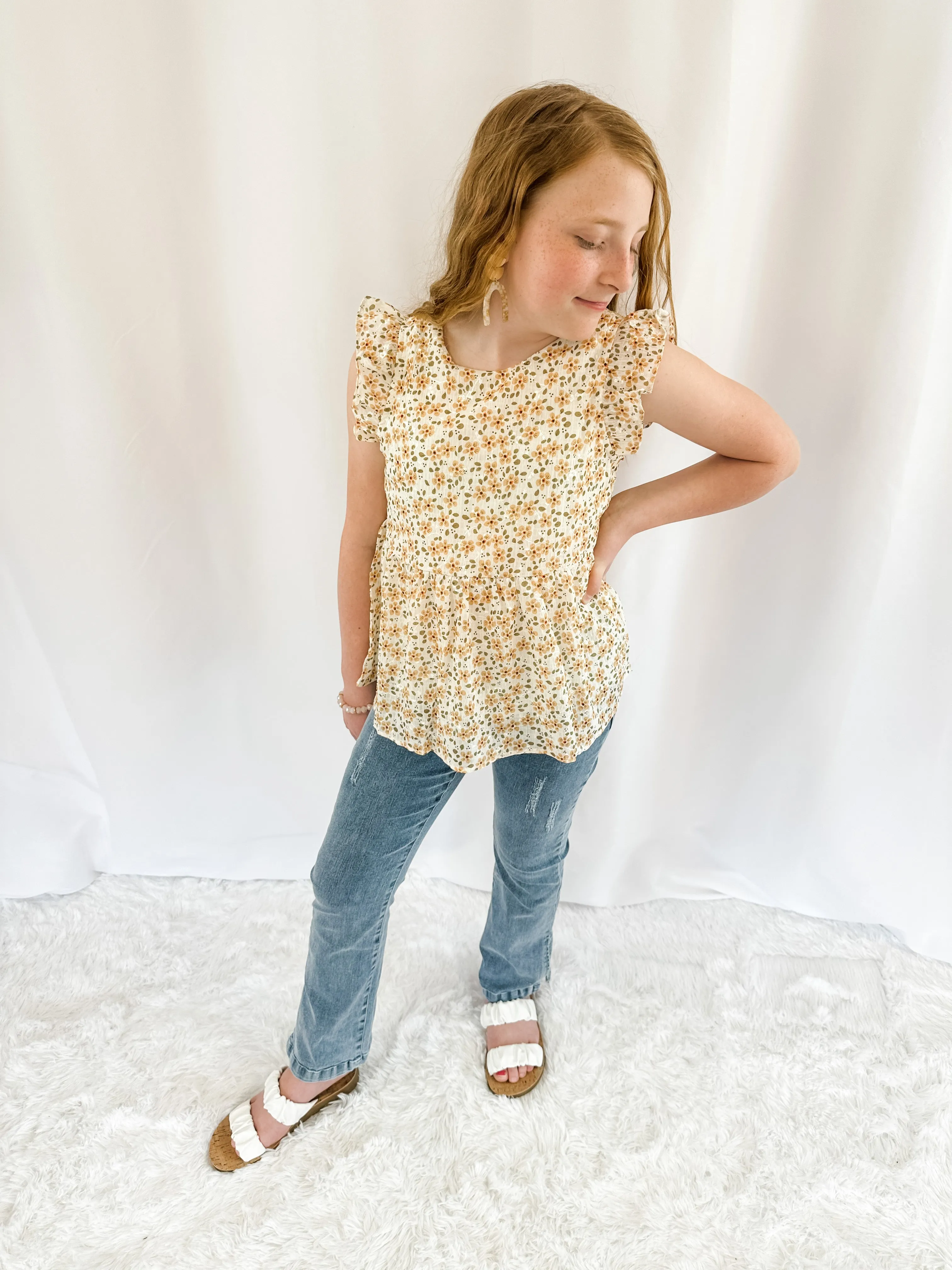 Girl's Embroidered Floral Top