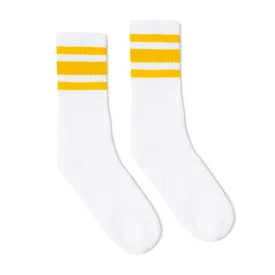 Gold Striped Socks | White