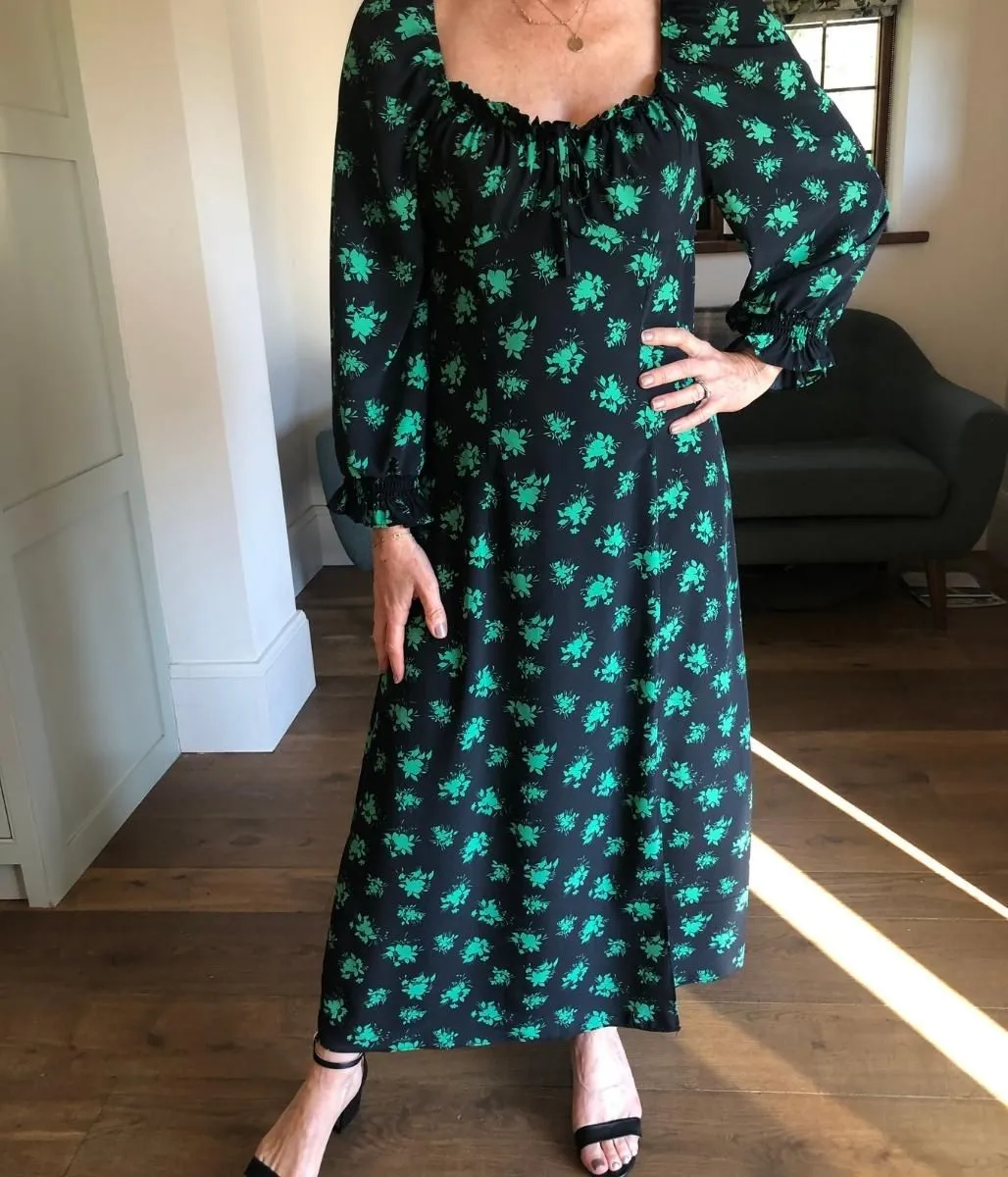 Green Floral Sweetheart Midaxi Dress