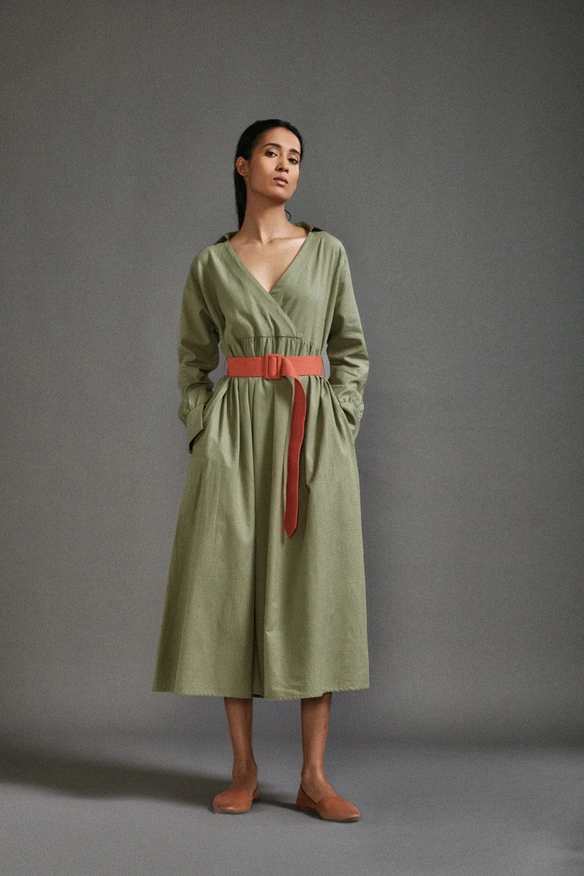 Green Safari Belted Dress