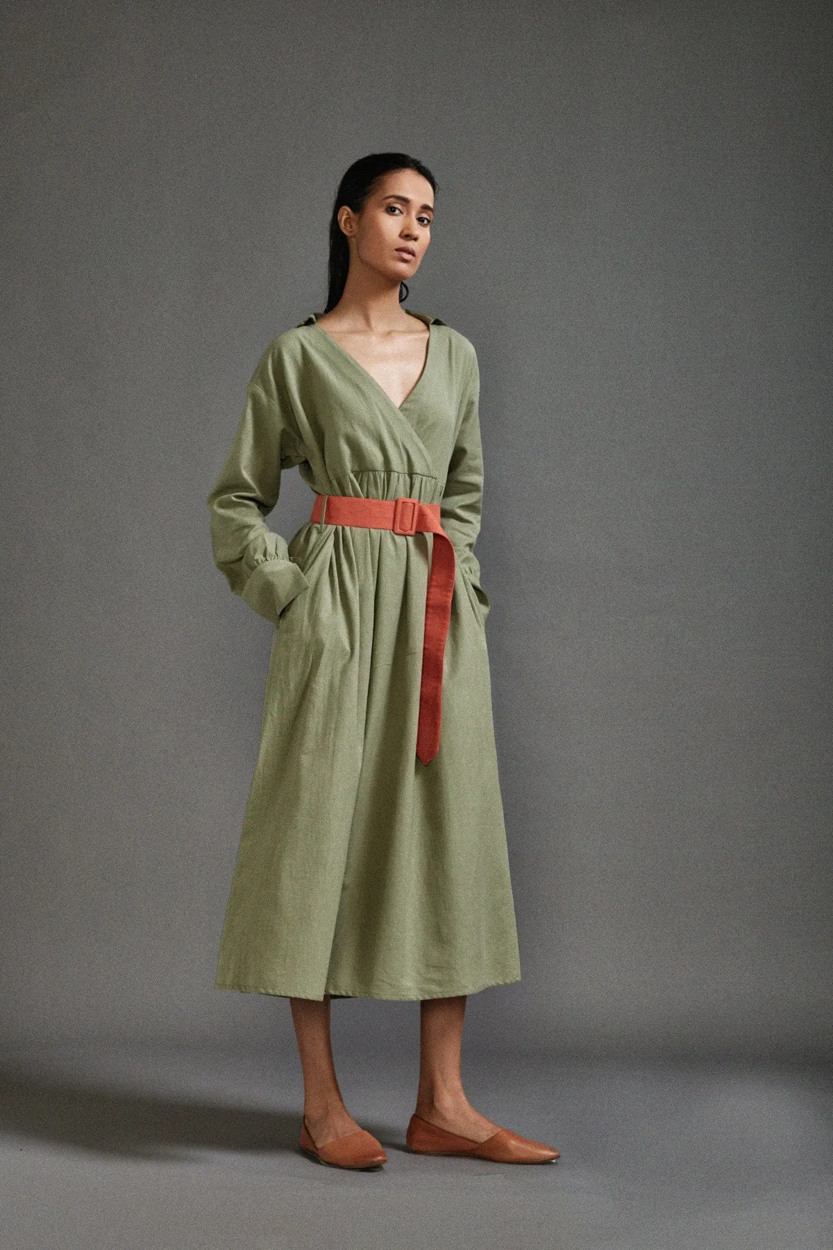 Green Safari Belted Dress