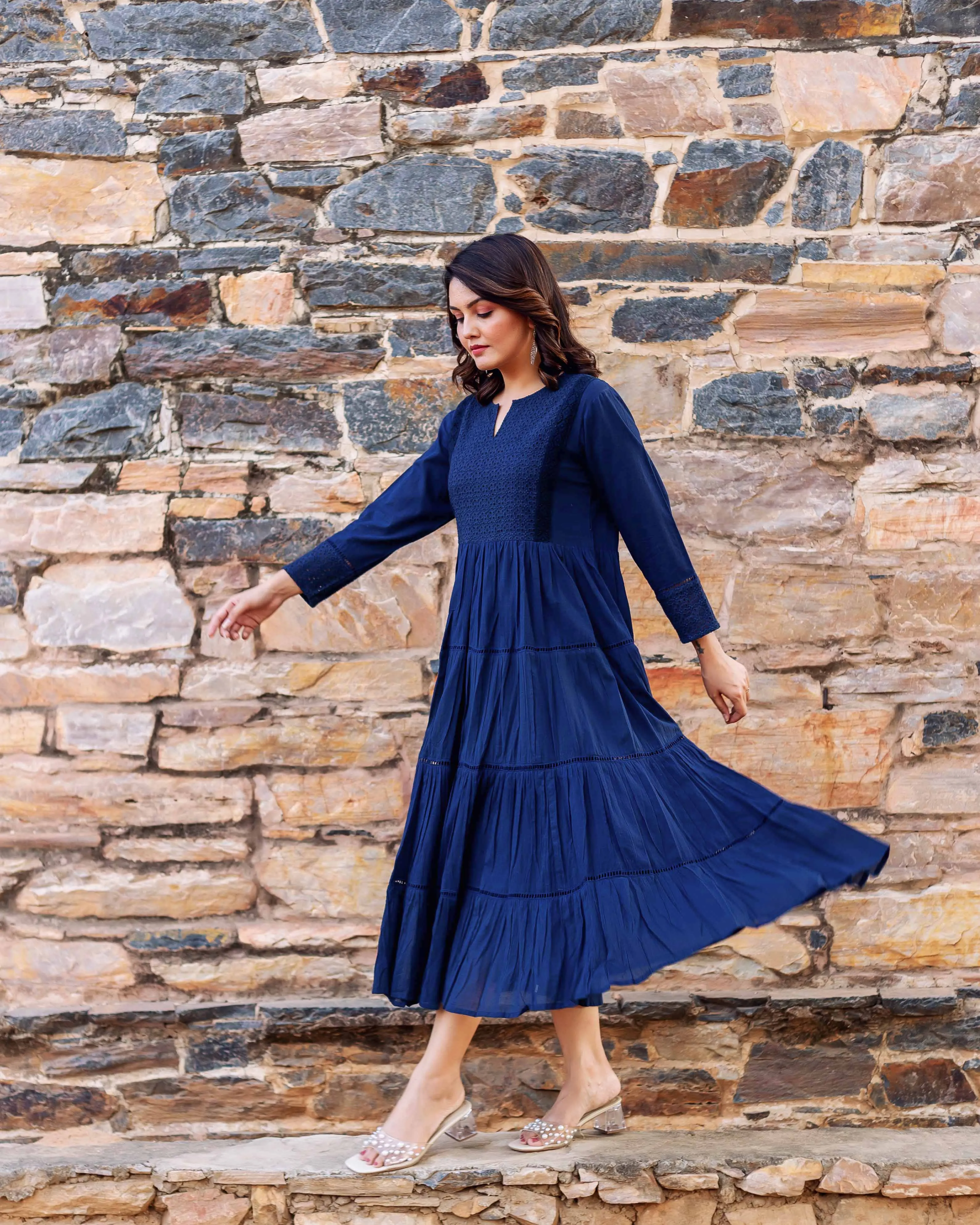 Isabella Indigo Tiered Dress