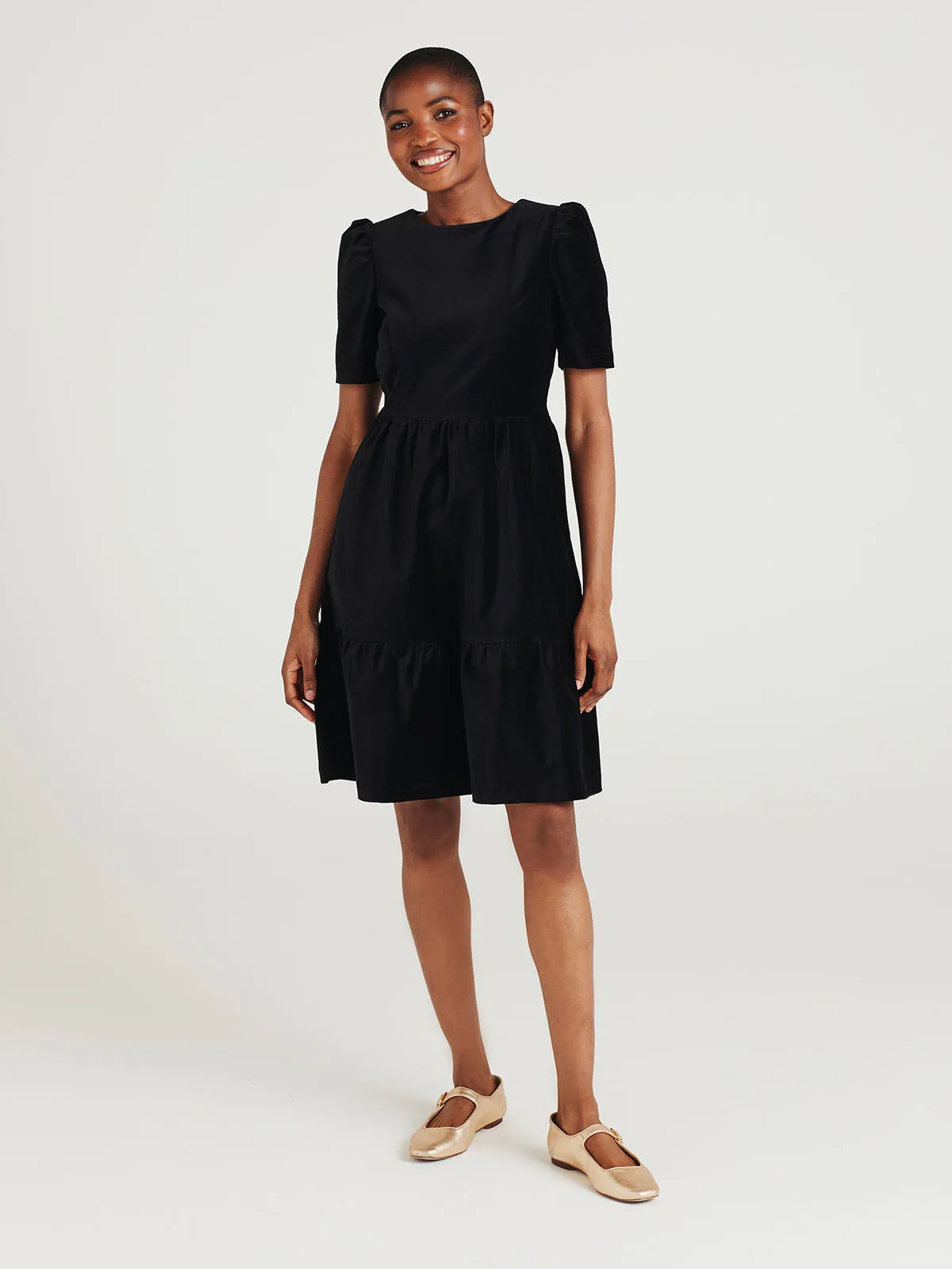 Jamesina Organic Cotton Velvet Dress - Black