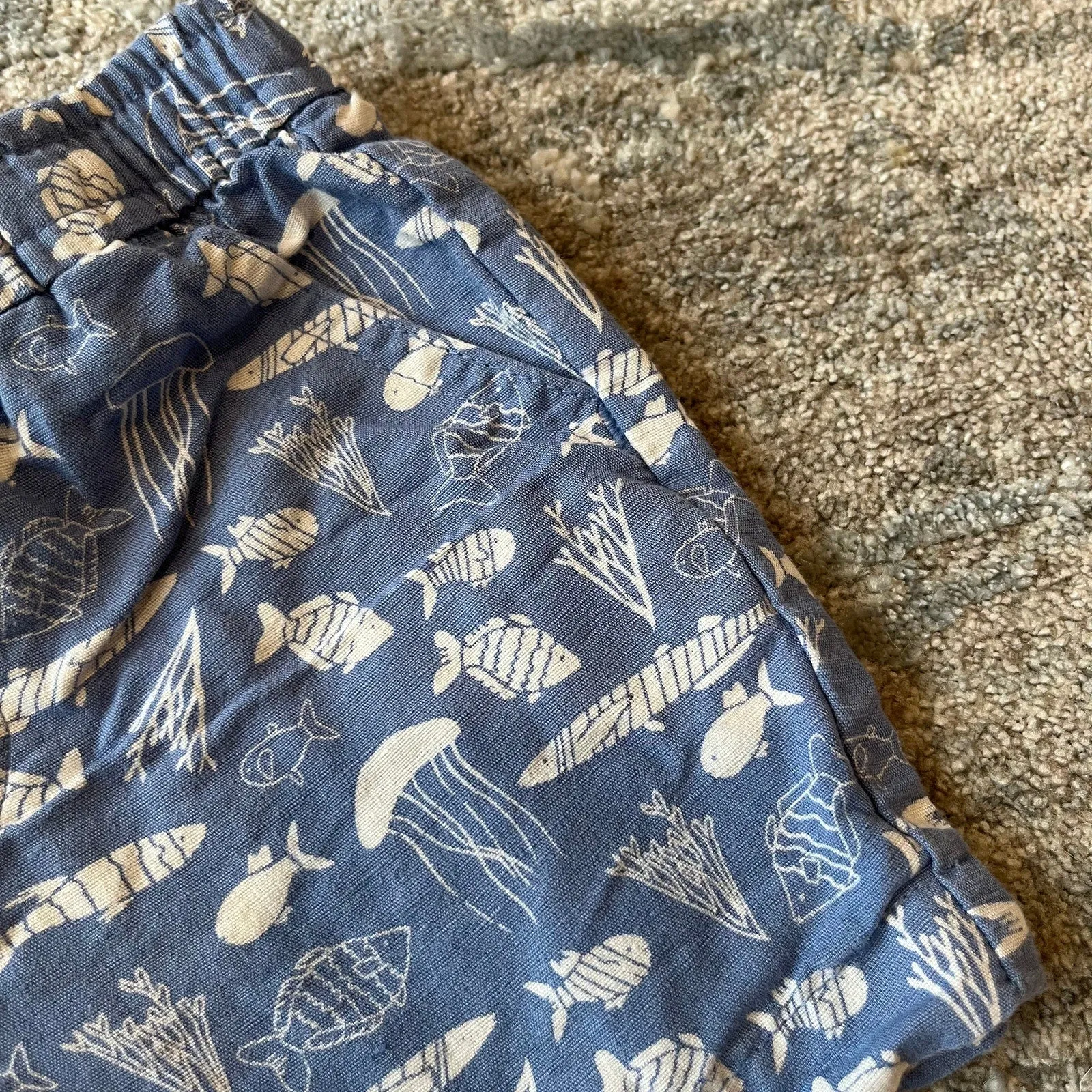 Janie and Jack Pull On Blue Ocean Shorts 12-18 Months