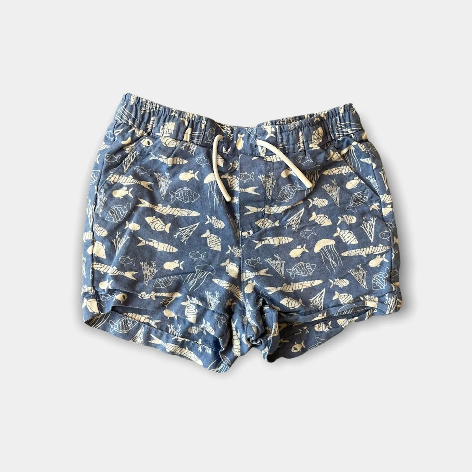 Janie and Jack Pull On Blue Ocean Shorts 12-18 Months