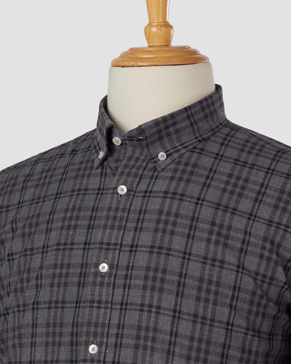 Japanese Dark Drone Flannel Checked Shirt