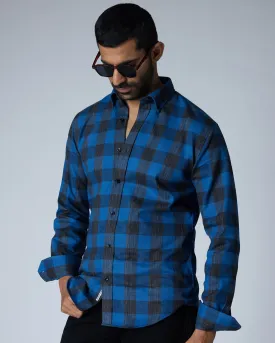 Japanese Flannel Checked Shirt - Blue