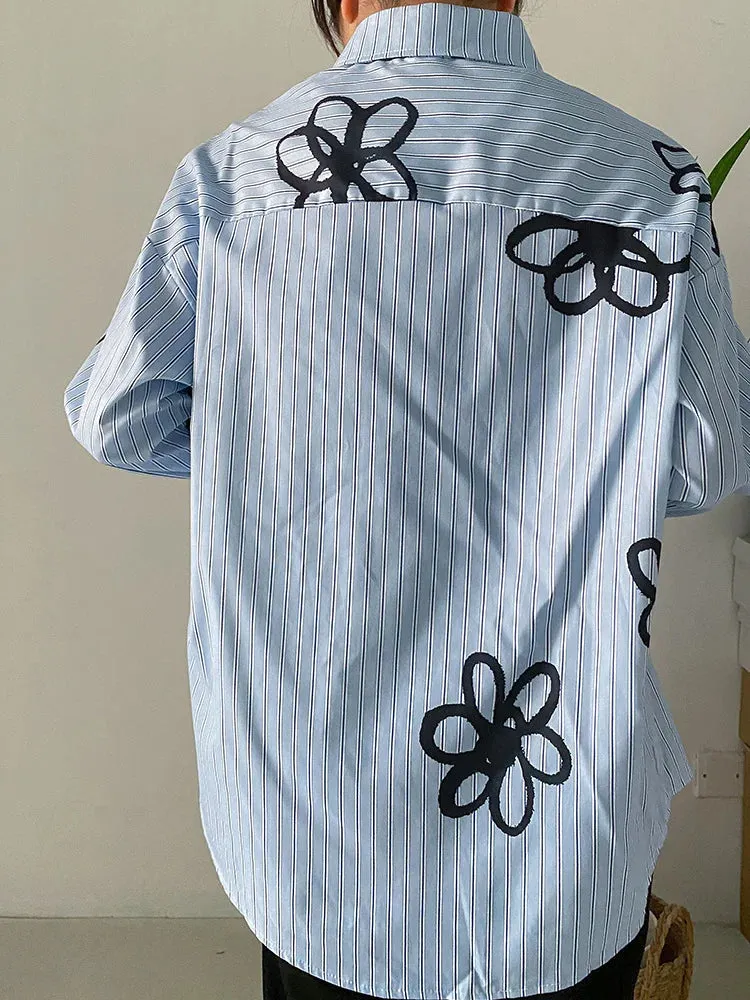 Jazz Up Blue Shirt with Flower Print