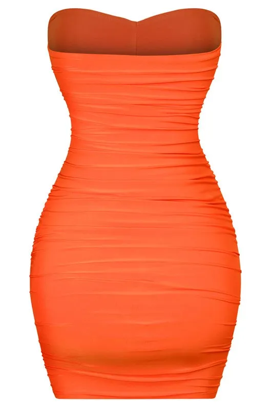 Kylie Sexy Tube Ruched Mini Dress