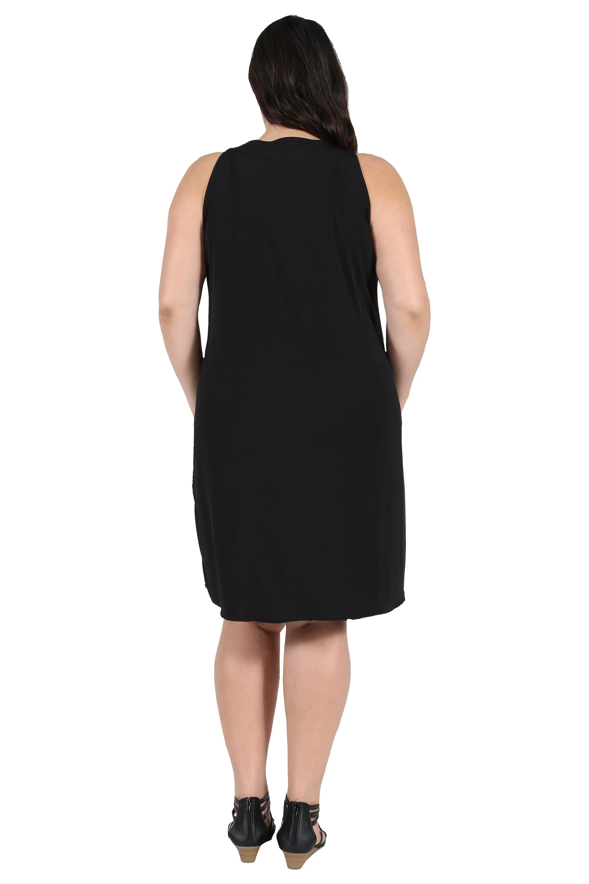 La Cera Plus Size Reversible Pleated Sleeveless Dress