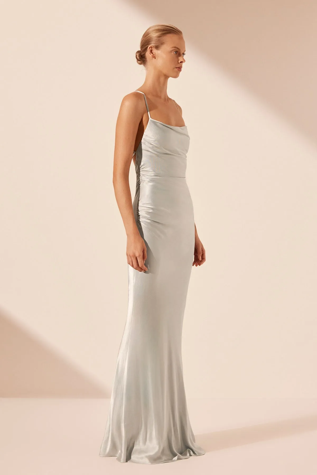 LA LUNE LACE BACK MAXI DRESS - SILVER