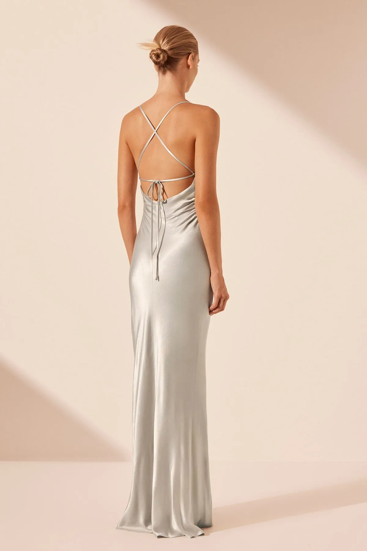 LA LUNE LACE BACK MAXI DRESS - SILVER