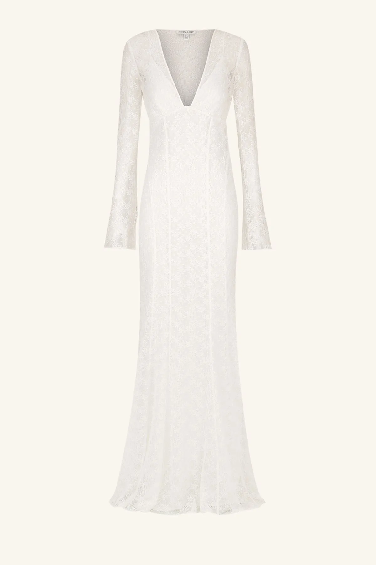 LA LUNE SOL LACE PLUNGED PANELLED MAXI DRESS - IVORY