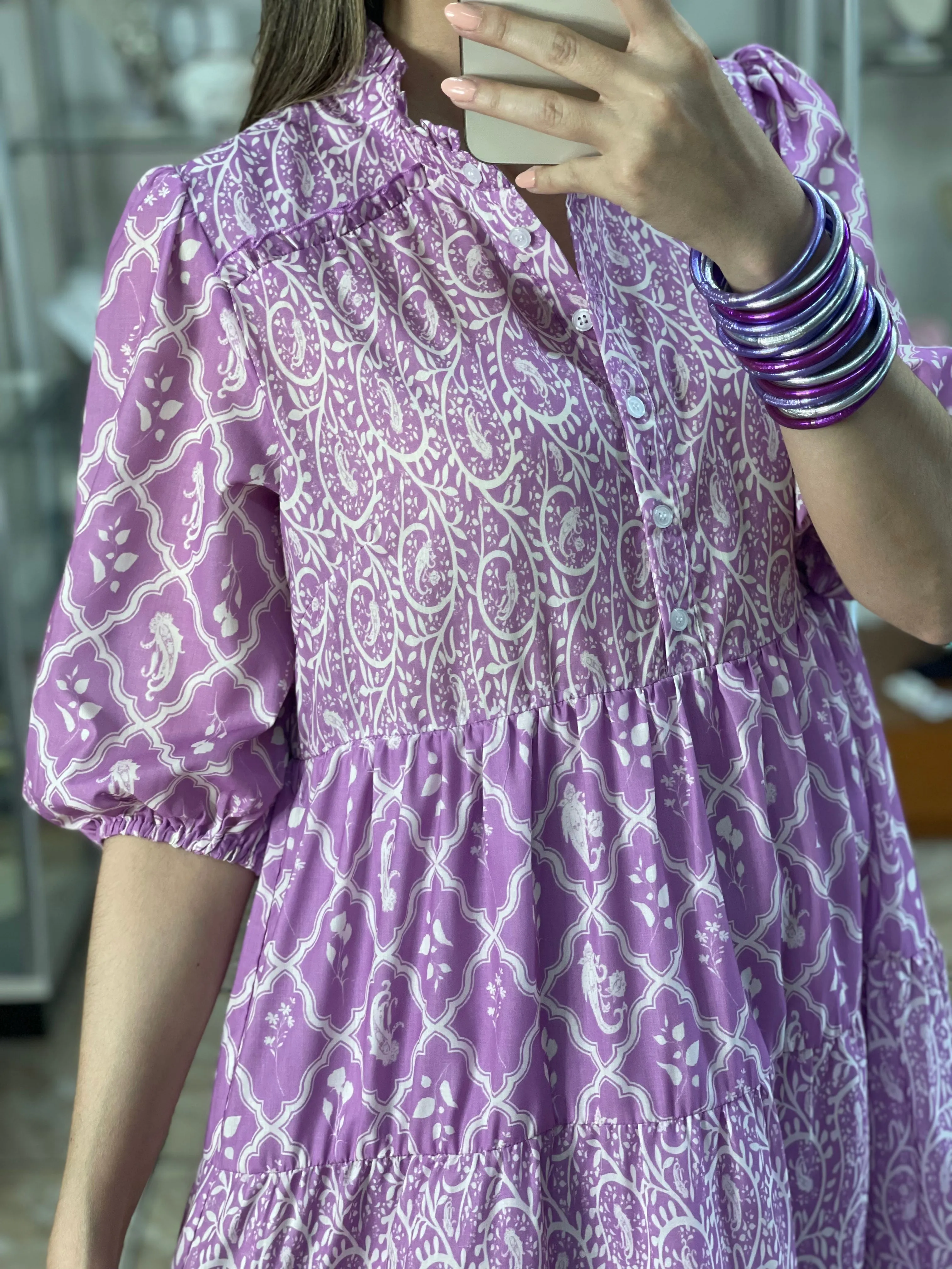 Lilac Tiered Midi Dress