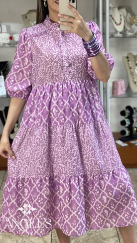 Lilac Tiered Midi Dress