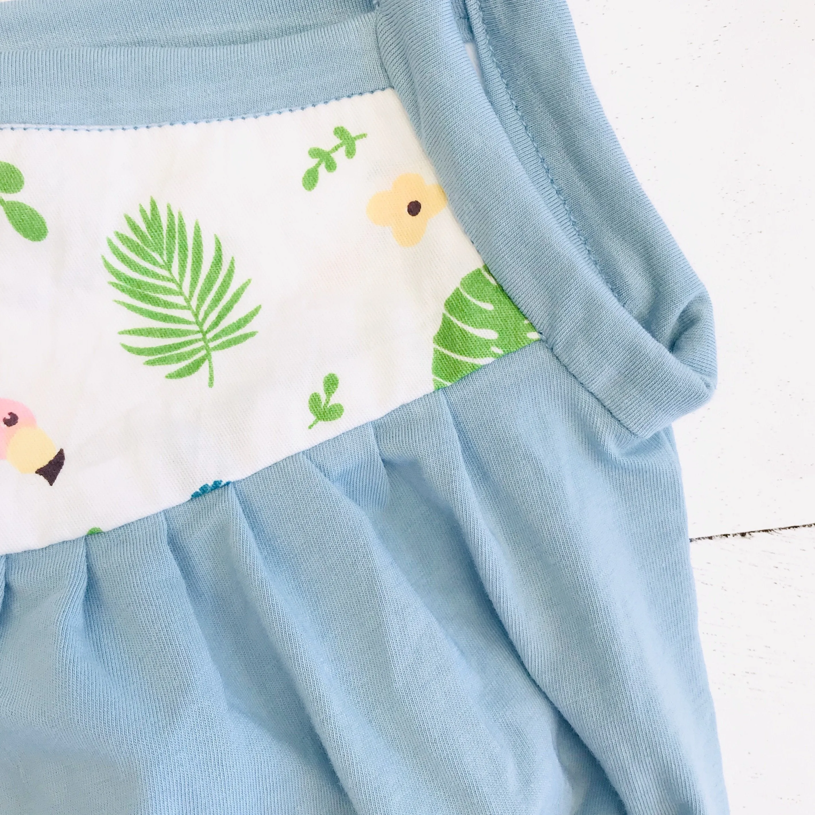 Lily Playsuit in Tropical Feast and Light Blue Stretch