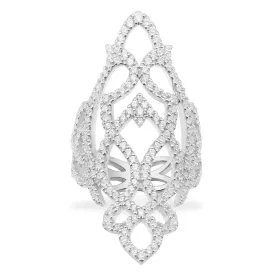 Long Arabesque Ring - White Silver