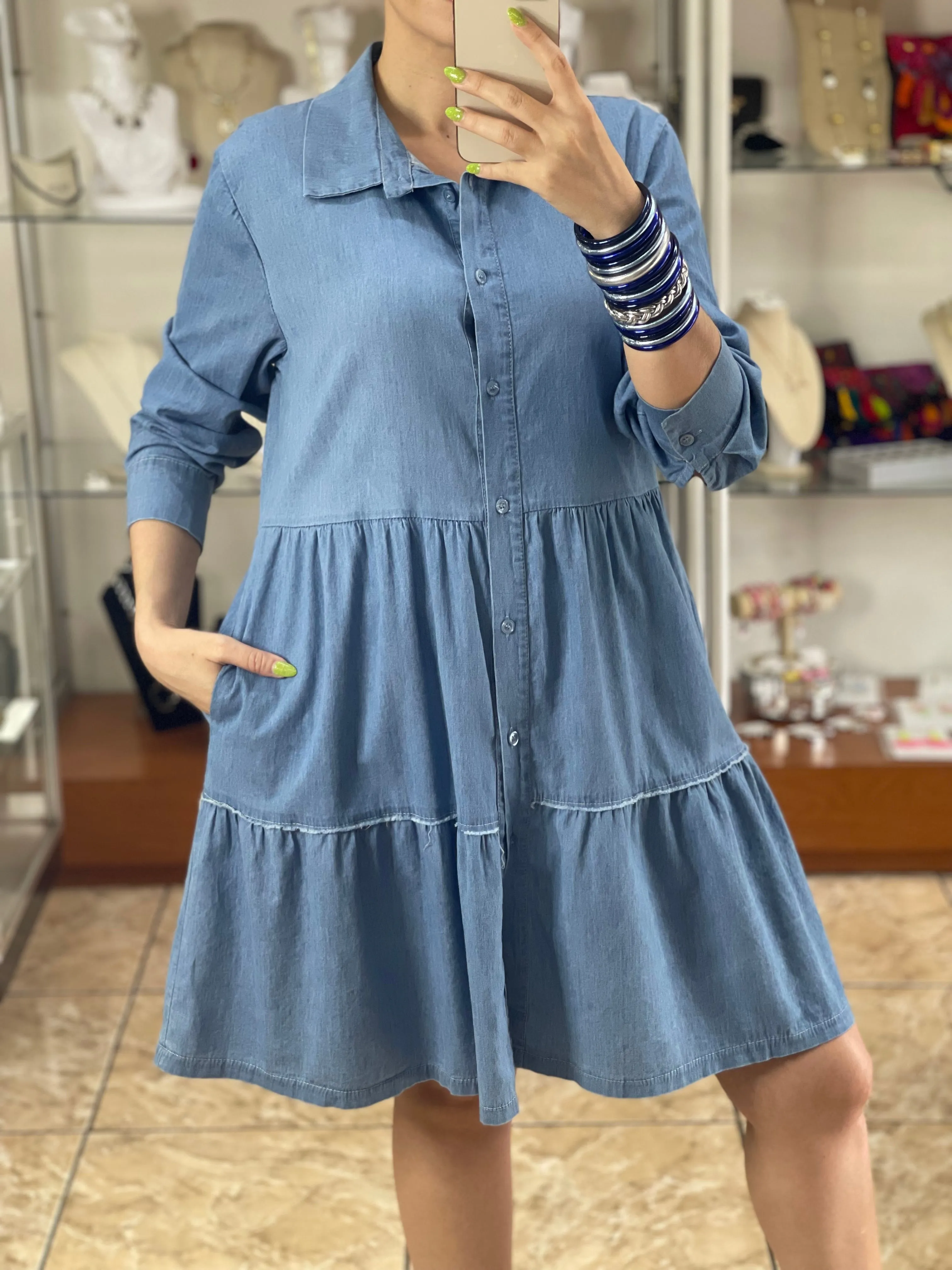 Long Sleeve Denim Dress