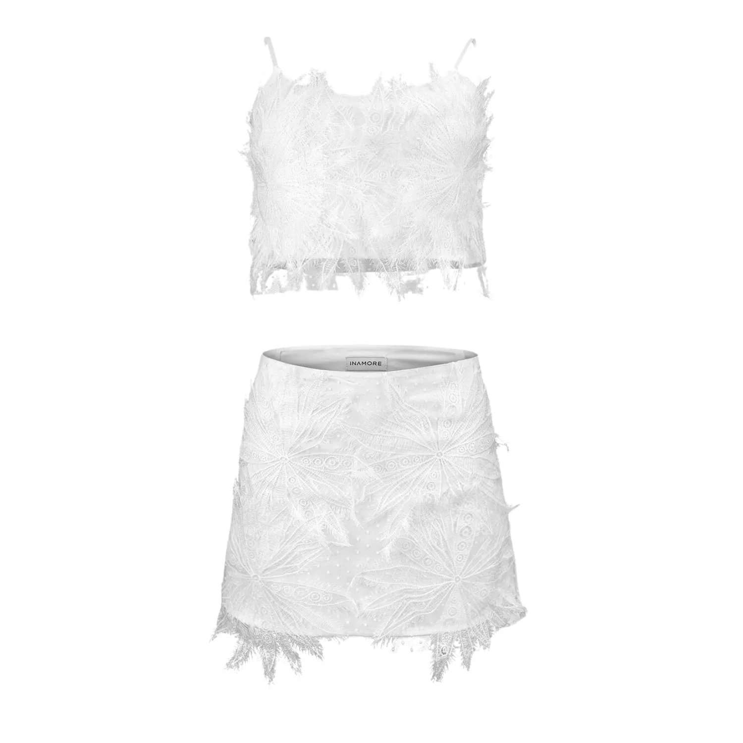 Mariposa Flower Applique White Skirt Set